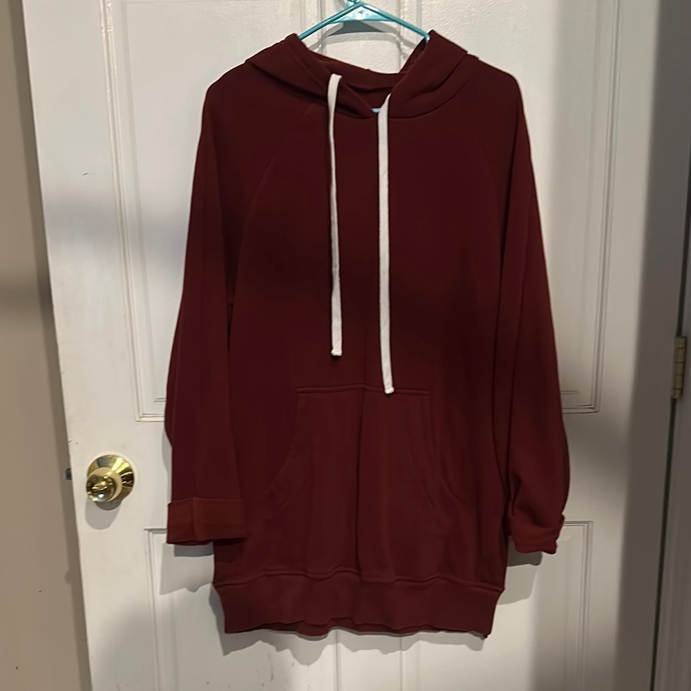 Women's Burgundy Hoodie Sweater dress